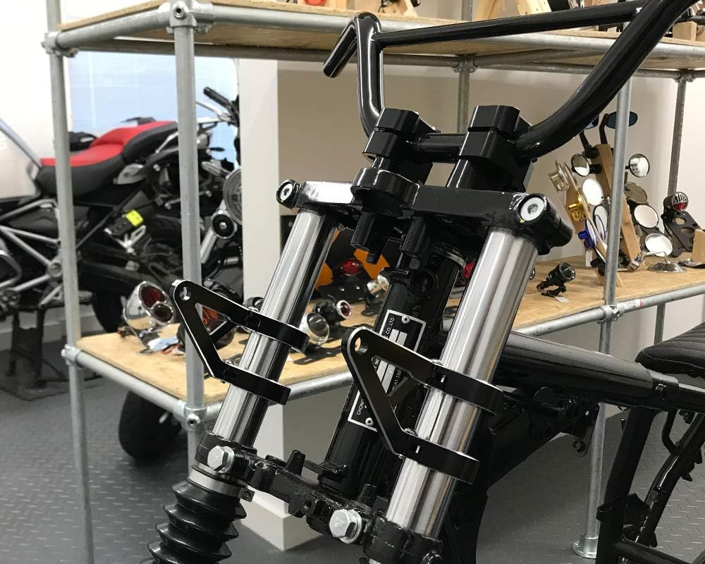Motorrad Scheinwerfer-Halter mit Kurzen Arme für Massgefertigt Projekt Motorrad - Schwarz, 48-49mm,