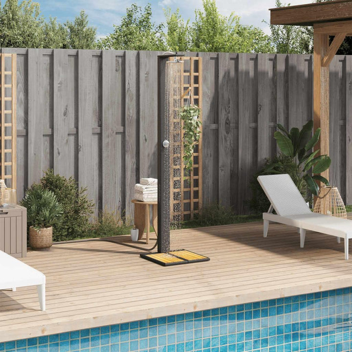 Festnight Gartendusche mit Bodenplatte Holz Aussendusche Garten Outdoor Dusche Garten Pool Pooldusch