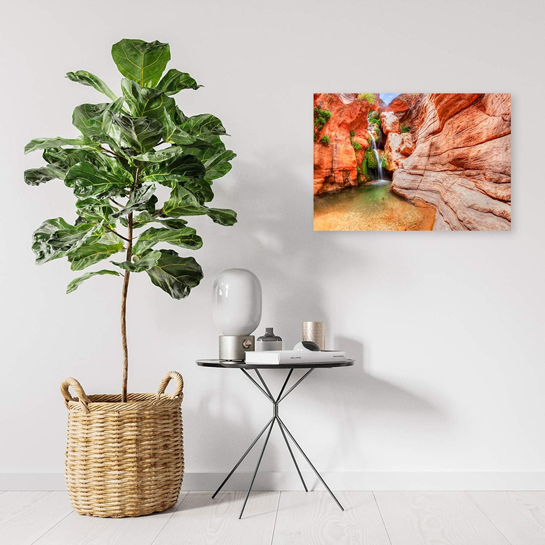 Feeby Wanddeko Natur Leinwandbild Kunstdruck Landschaft Orange 90x60 cm