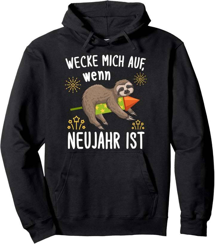Lustiges Silvester Faultier Neujahr Feuerwerk Pullover Hoodie