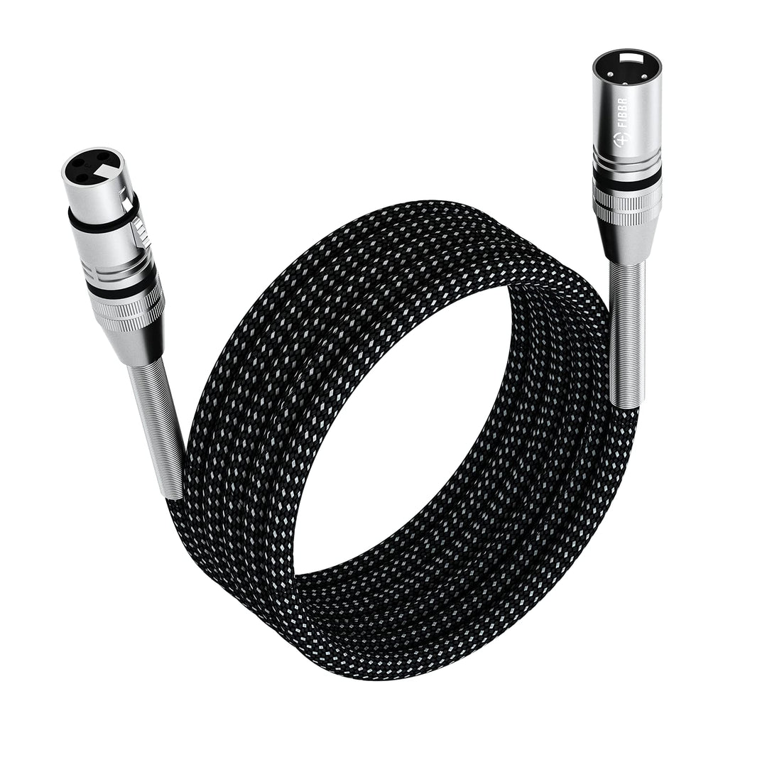 FIBBR XLR Kabel 8M, Mikrofonkabel Nylongeflecht XLR Stecker auf Buchse Strapazierfähiges Symmetrisch