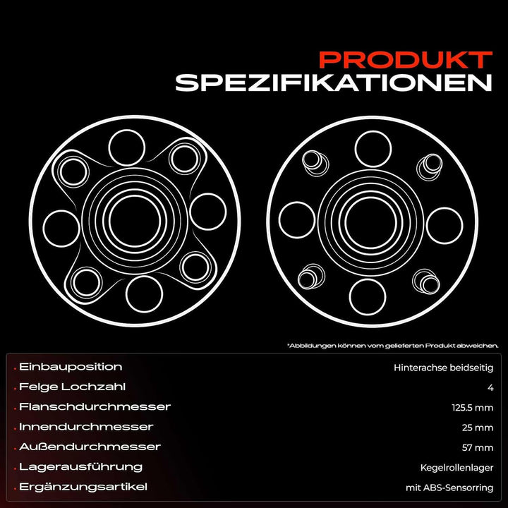Frankberg Radnabe Radlagersatz Hinterachse für Aveo/Kalos Kalos 1.2L 1.4L 2002-2021 96471775 Hinten