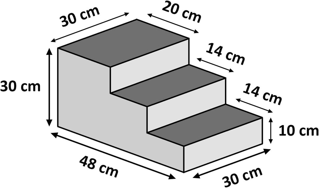 Hundetreppe 30 cm hoch | Katzentreppe Haustiertreppe | 3 Stufen | Hunde Katzen Haustier | für Bett u