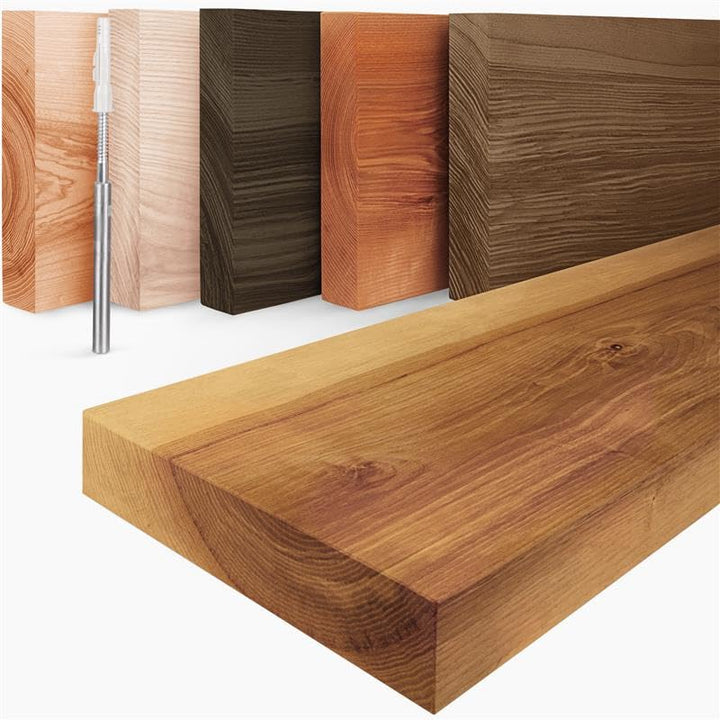 LAMO Manufaktur Schweberegal Holz mit unsichtbarer Befestigung | Wand Regal 50cm breit für Badezimme