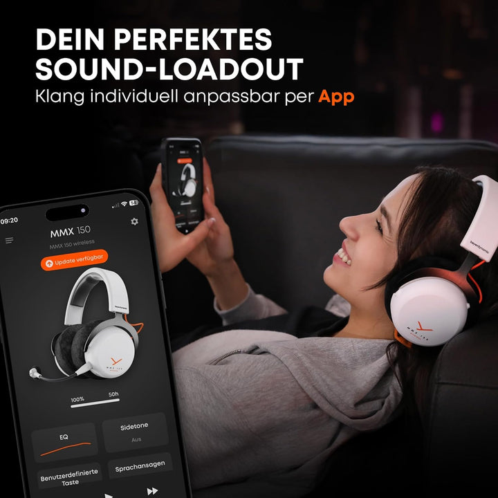 beyerdynamic MMX 150 Wireless - Kabelloses Gaming-Headset in schwarz mit Klangpersonalisierung und V
