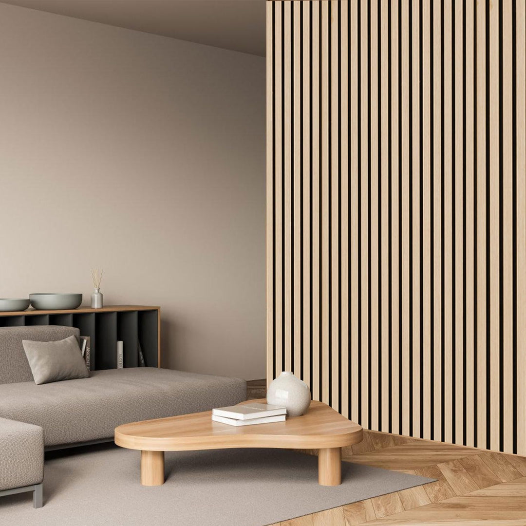 Fiqops 2X Akustikpaneele Holz 120x60cm Wandpaneele aus Holzfunier und Filz,Holzpaneele Eichenholz,Wa