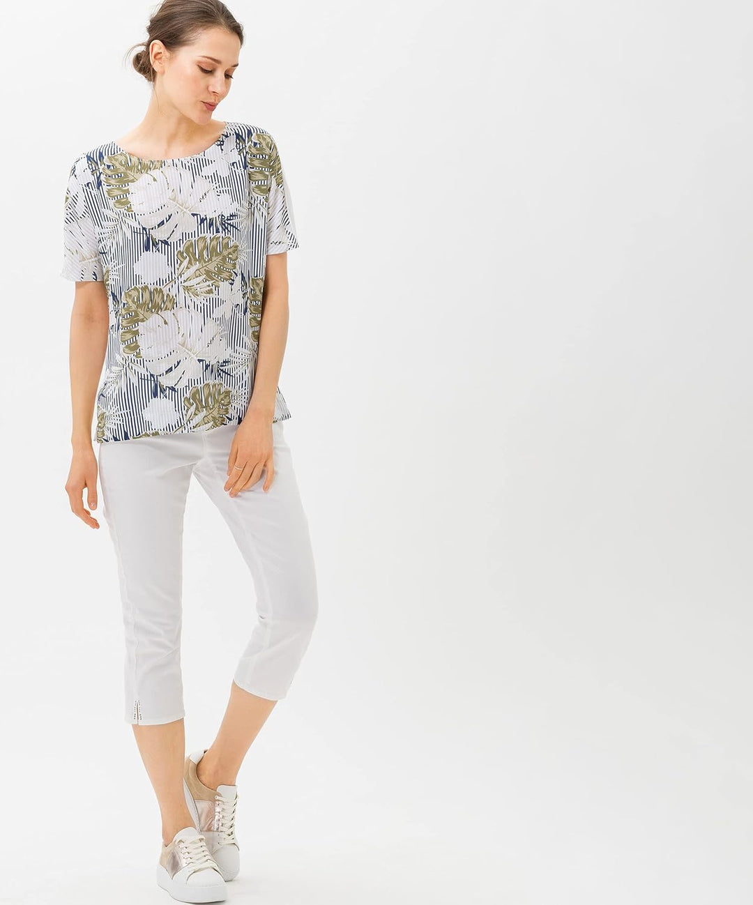 BRAX Damen Style Mary Capri Sommercapri Freizeithose 36 Weiss, 36 Weiß