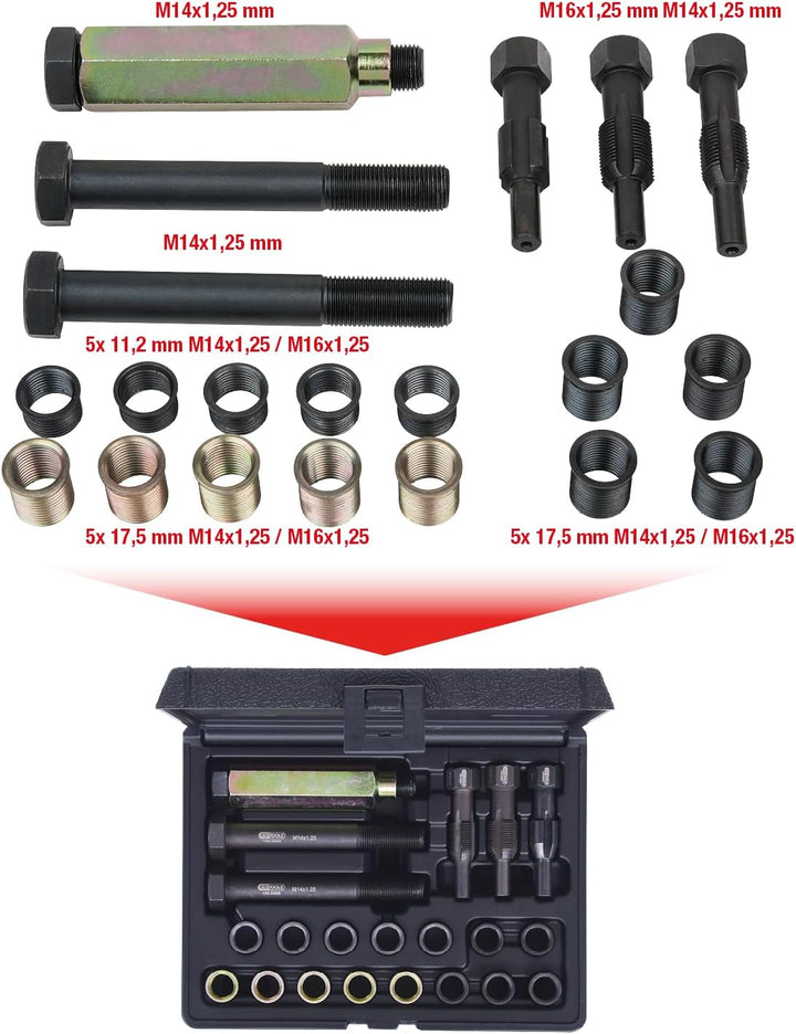 KS Tools 150.5080 THREADfix Reparatur-Satz M14x1,25 f.Zündkerzen,21-tlg.