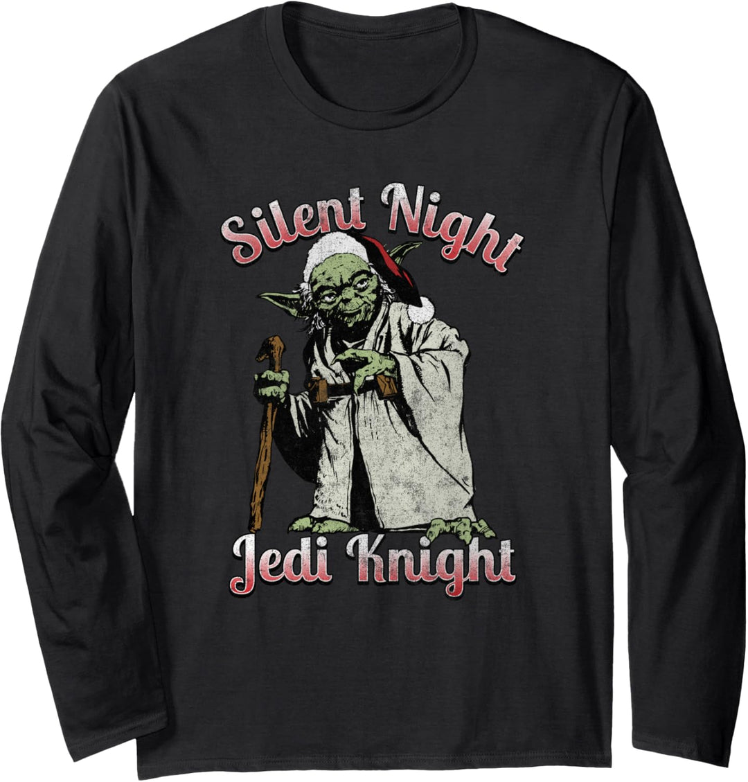 Star Wars Christmas Santa Yoda Silent Night Jedi Knight Langarmshirt