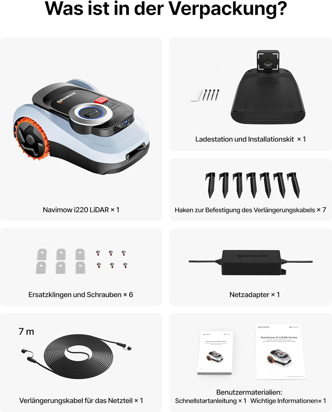 Segway Navimow i220 LiDAR Mähroboter ohne Begrenzungskabel mit Garage M, für 2000 m², bis 45% Steigu