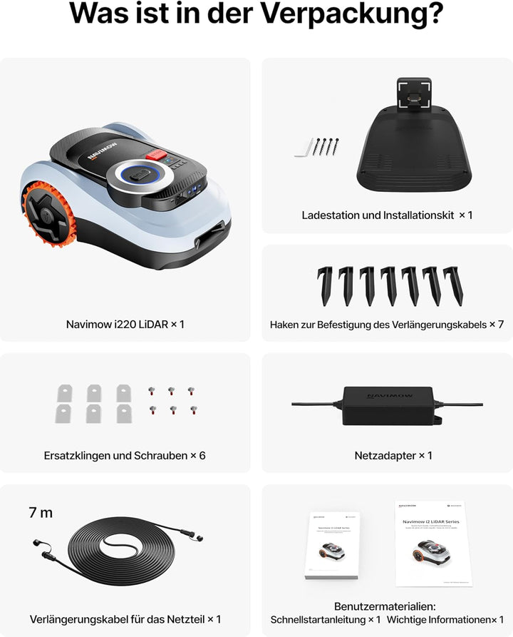 Segway Navimow i220 LiDAR Mähroboter ohne Begrenzungskabel mit Garage M, für 2000 m², bis 45% Steigu