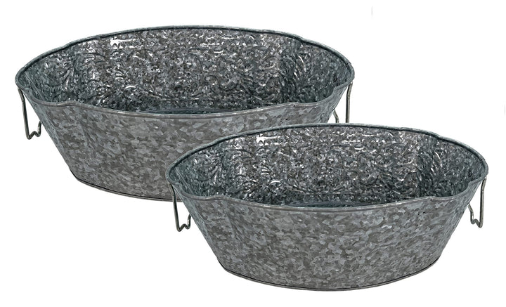 DARO DEKO Metall Pflanzschale verzinkt - 2er Set - Zinkwanne, 2er Set