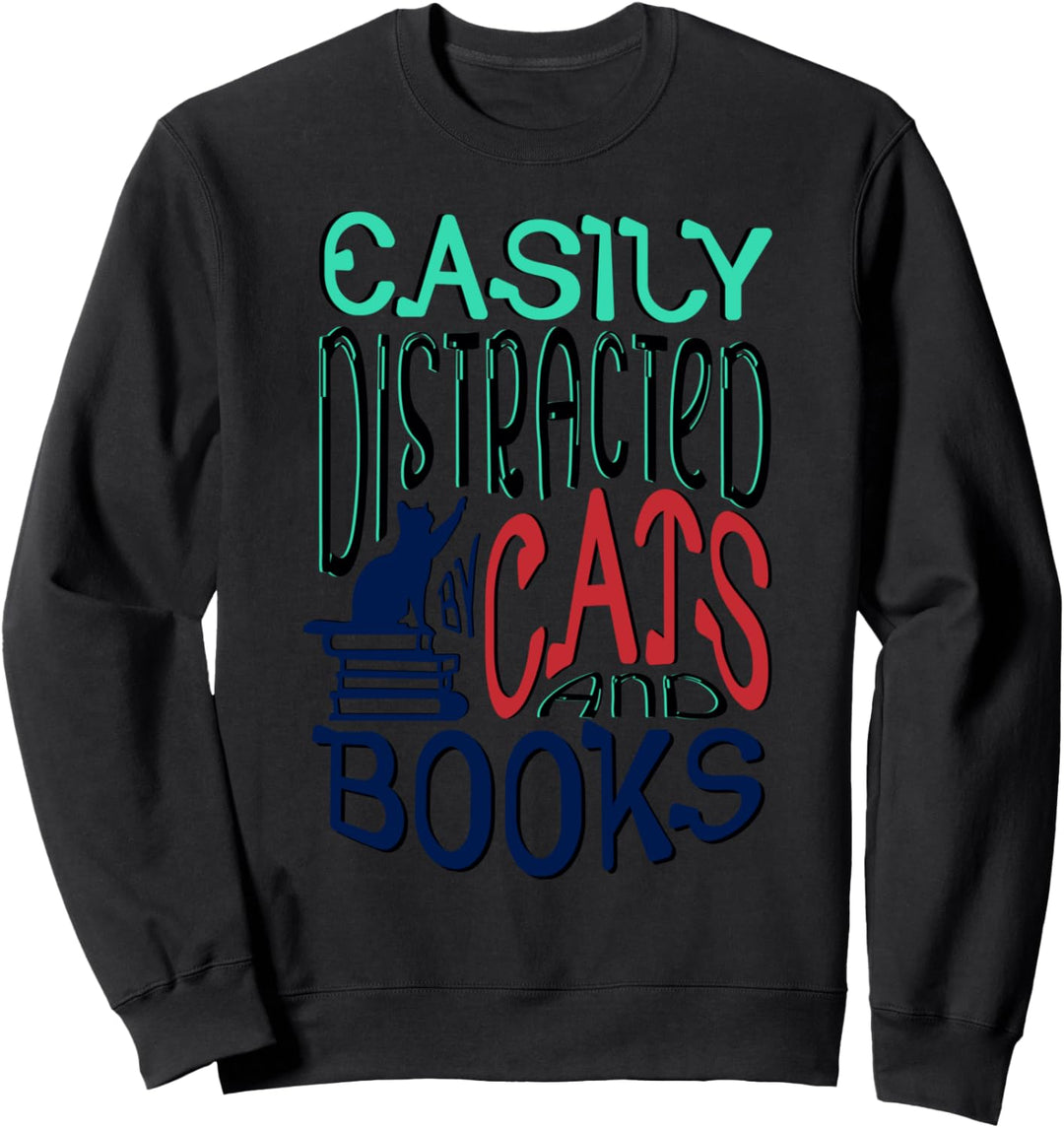Niedliche Katze Literatur Bücher lesen Sweatshirt
