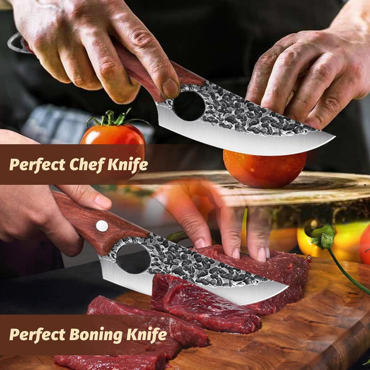 Original Japanisches Kochmesser mit Lederhülle Küchenmesser Scharf Wikinger Messer Hackmesser Outdoo