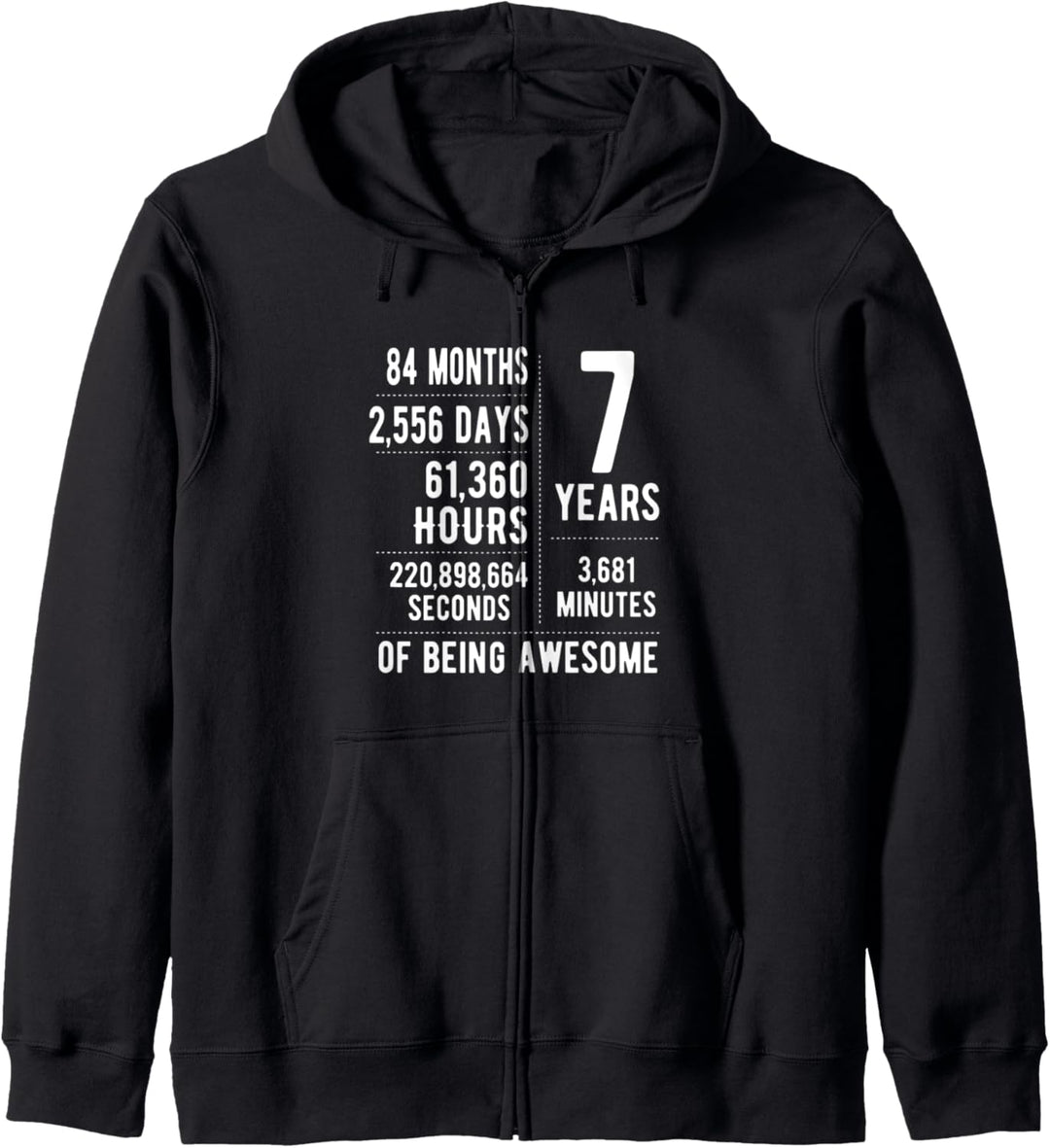 Geschenkidee zum 7. Geburtstag für Jungen und Mädchen, lustig, 7 Jahre alt Kapuzenjacke
