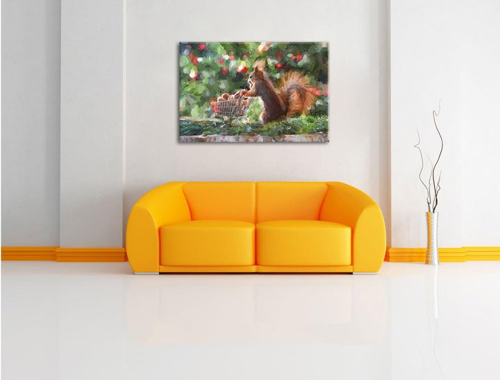 Pixxprint Eichhörnchen als Leinwandbild/Grösse: 100x70 / Wandbild/Kunstdruck/fertig bespannt, 100x70