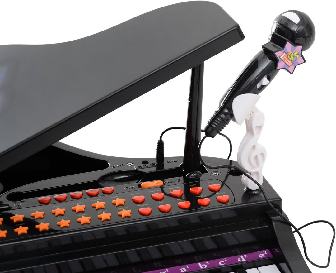 HOMCOM Kinder Klavier Mini-Klavier Piano Keyboard Musikinstrument MP3 USB inkl. Hocker 37 Tasten Sch