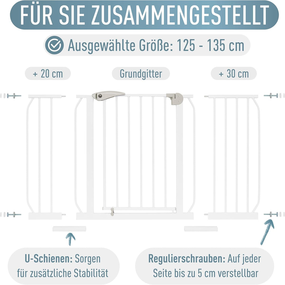 IB STYLE Türschutzgitter Berrin 125-135 cm - Treppenschutzgitter für Kleinkinder, Treppensicherung B