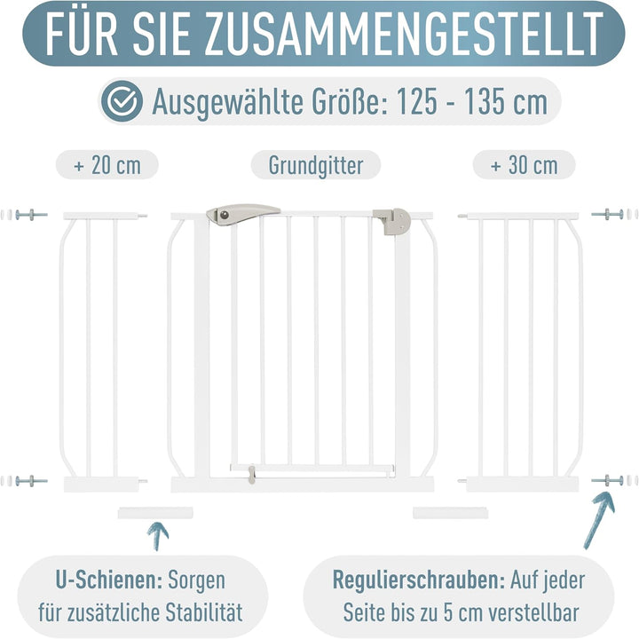 IB STYLE Türschutzgitter Berrin 125-135 cm - Treppenschutzgitter für Kleinkinder, Treppensicherung B