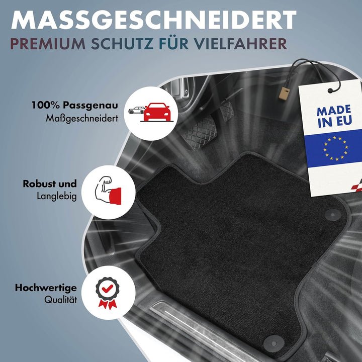 WALSER Premium Auto Teppiche für VW Passat B8 08/2014-Heute, B8 Variant 08/2014-Heute, 100% passgena