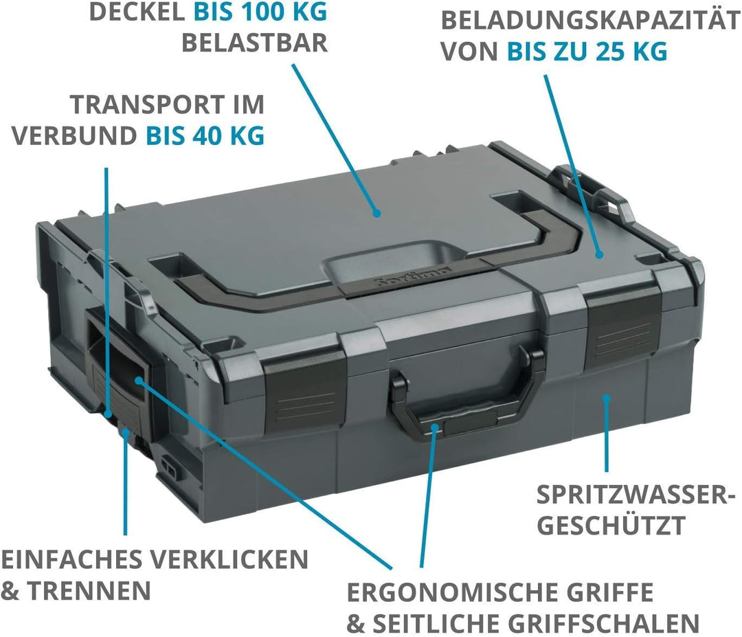 L-BOXX Sortimo L-Boxx 136 Gr2 anthrazit leer 3er Set - innovatives Transportsystem
