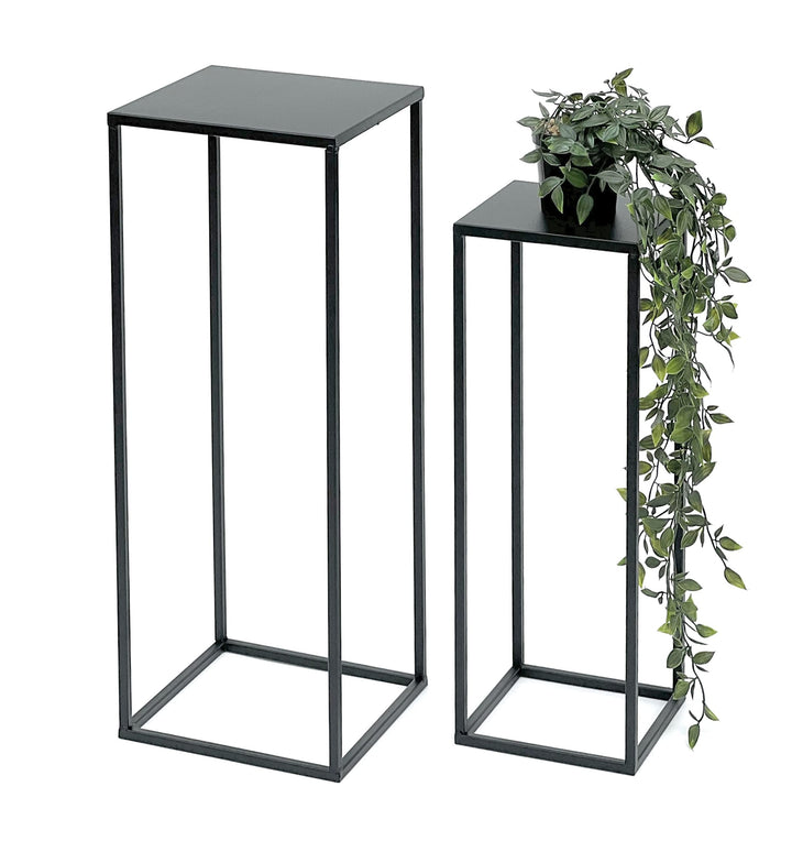 DanDiBo Blumenhocker Metall Schwarz Eckig Blumenständer Beistelltisch 96315 2er Set Blumensäule Mode