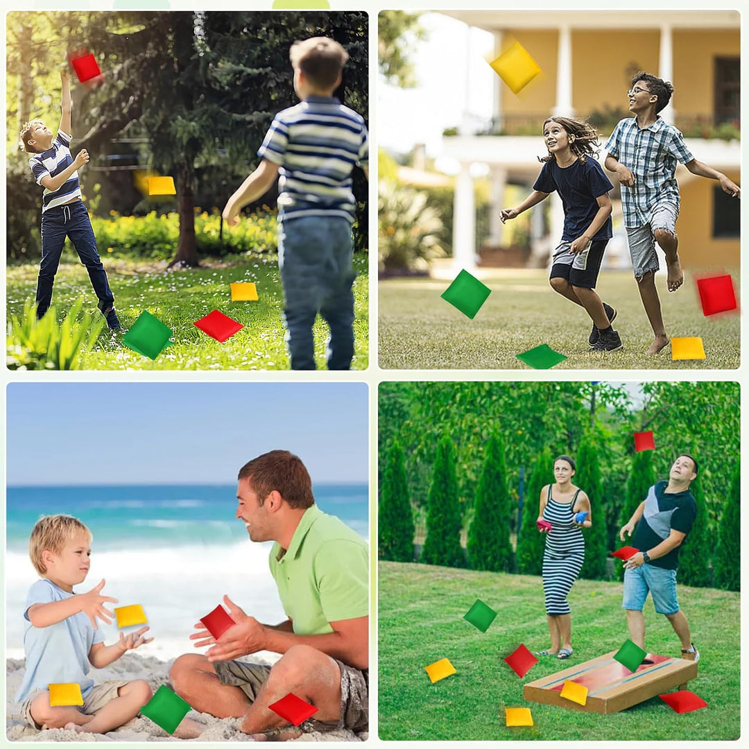 24 Stück Cornhole Säckchen,Wurfsäckchen für Cornhole Spiel,10 x 10 cm Nylon Sitzsäcke Werfen mit Tra