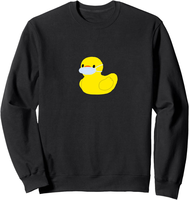 Yellow Rubber Ducky Duck Wearing a Mask Graphic Sweatshirt