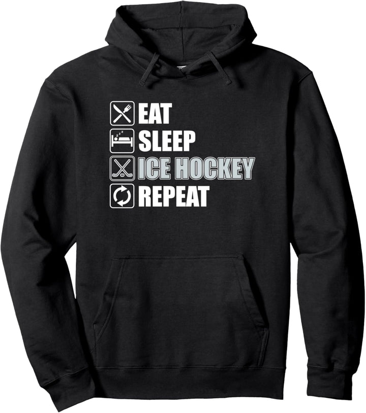 Essen Schlafen Eishockey Wiederhole Für Fans Pullover Hoodie