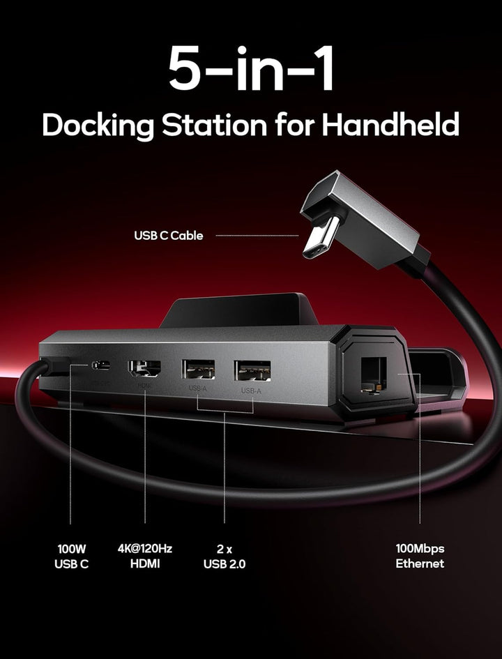 JSAUX Docking Station für Steam Deck, 5-in-1 Steam Deck Dock mit HDMI 2.0 4K@60Hz, Dual USB 2.0, 100