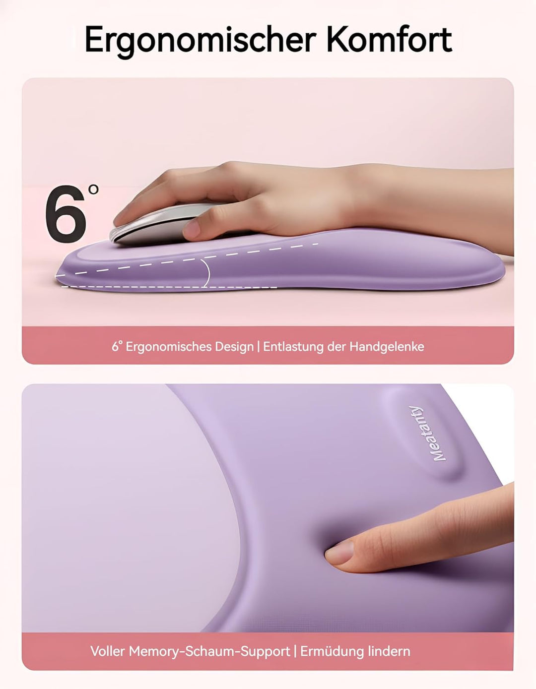 MEATANTY Ergonomisches Mauspad mit Gelkissen Mousepad Handauflage [Schmerzlinderung] [Gesunde Haltun