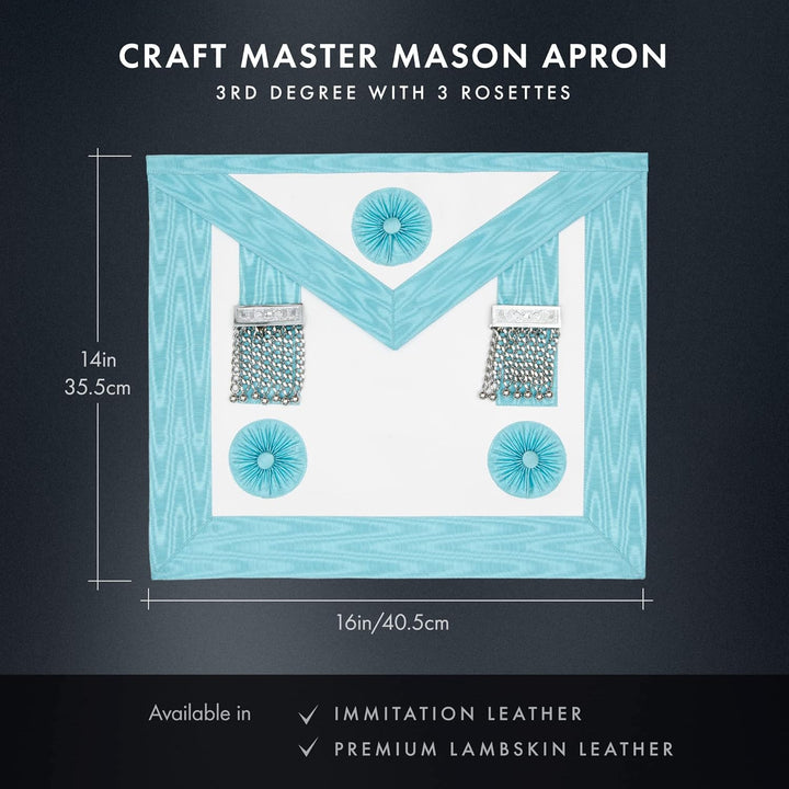 Masonic MM Handwerks-/Freimaurer-Schürze mit Insignien aus Kunstleder, hochwertig