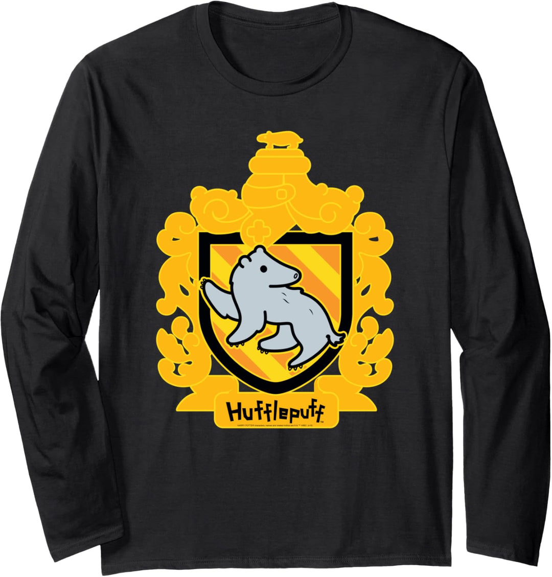 Harry Potter Chibi Hufflepuff Crest Langarmshirt