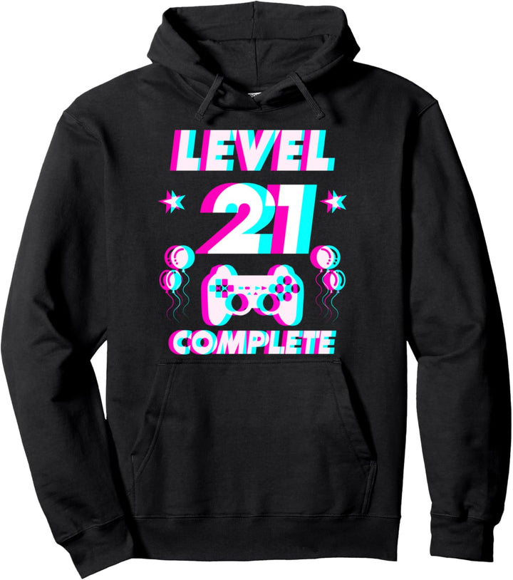 Level 21 Complete 21. Geburtstag - Zocker Gaming Vaporwave Pullover Hoodie