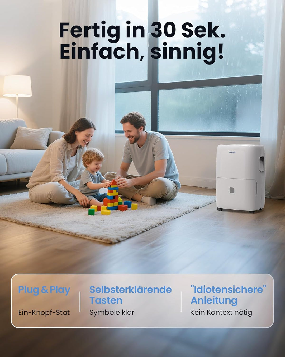 Newentor Luftentfeuchter elektrisch 25L, Entfeuchter elektrisch keller, Raumentfeuchter elektrisch,