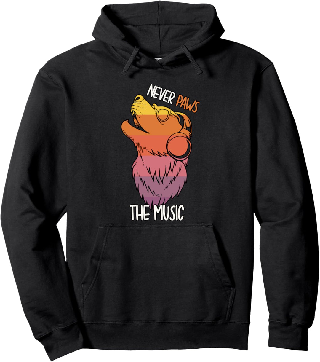Dog DJ Music Pun | Never Paws Good Music Pullover Hoodie