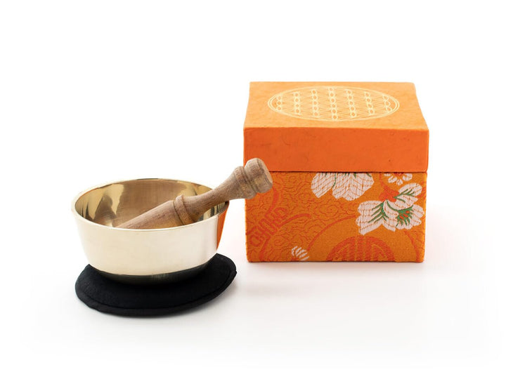 Klangschalen-Set mit Gravur Blume des Lebens Grösse M: Handgefertigt in Nepal und natürlich fair geh