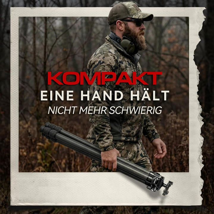 C283C Kompaktes Stativ aus Kohlefaser, 28 cm Rohrdurchmesser Jagdstativ, Picatinny- und Arca-Swiss-K