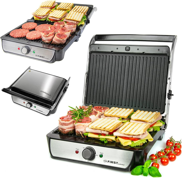 TZS First Austria Tischgrill, Elektrogrill für den Tischgebrauch, Grillplatte für Fleisch &amp; Gemüse,