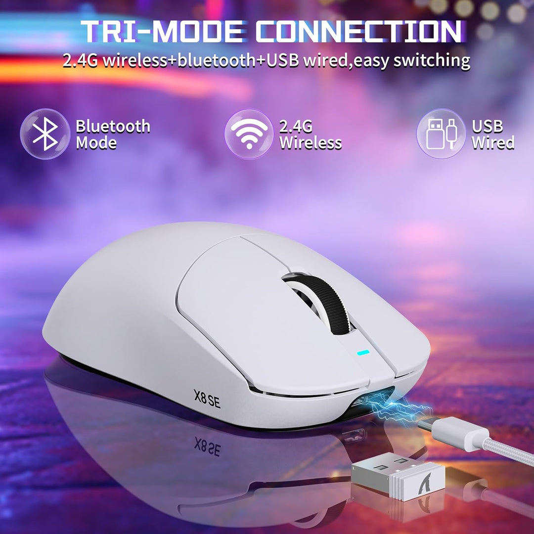 MAMBASNAKE X ATTACK SHARK X8SE 55g ultraleichte kabellose Gaming Maus–bis zu 25000 DPI,PixArt PAW331