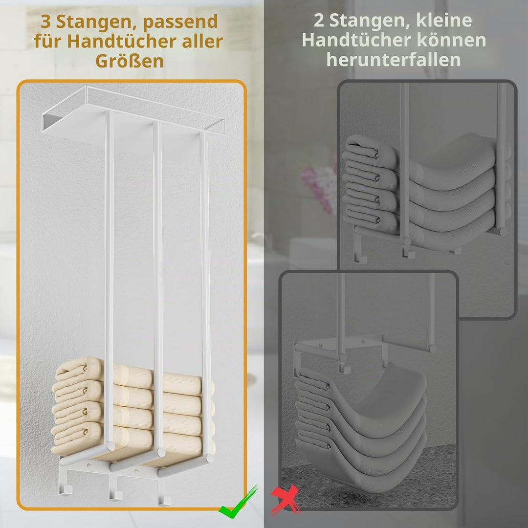 Ovicar Handtuchhalter für Badezimmer – Wandmontage, gerollte Handtücher, Aufbewahrung mit Metallrega