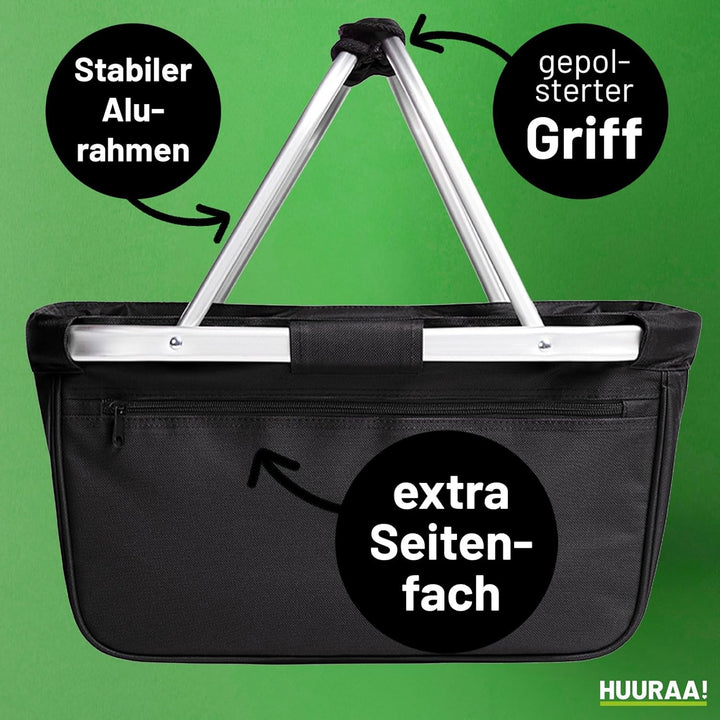 Huuraa Einkaufskorb Pinguine Silhouette 20 Liter Black faltbarer Tragekorb Geschenkidee