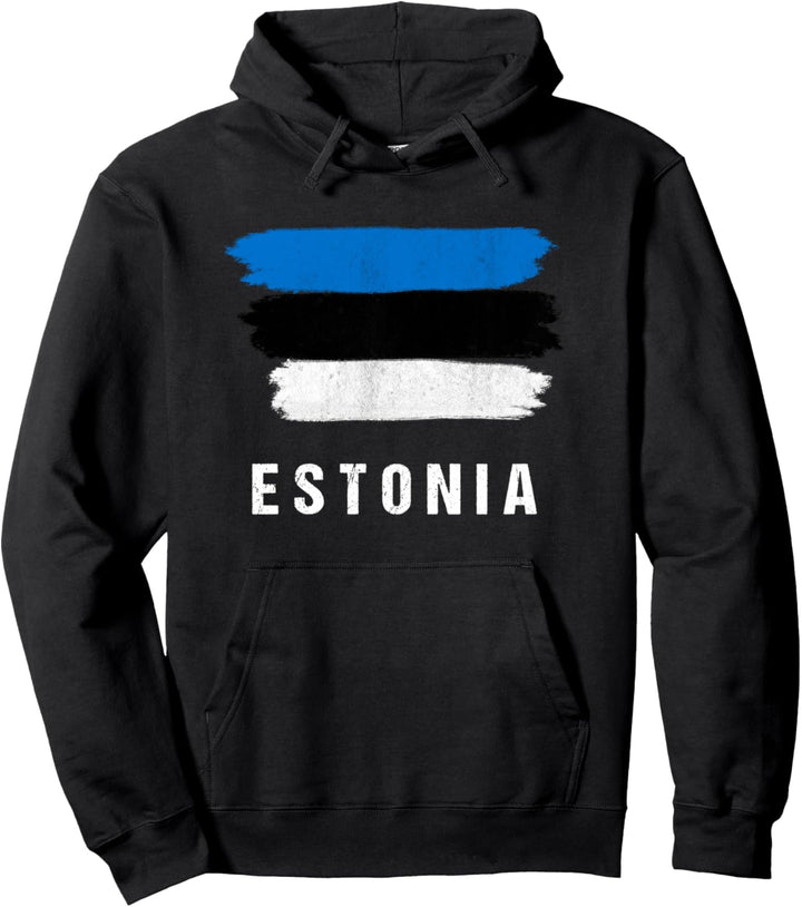 Gemalte Estland Fahne / Estonia Flagge Fan Geschenk Pullover Hoodie