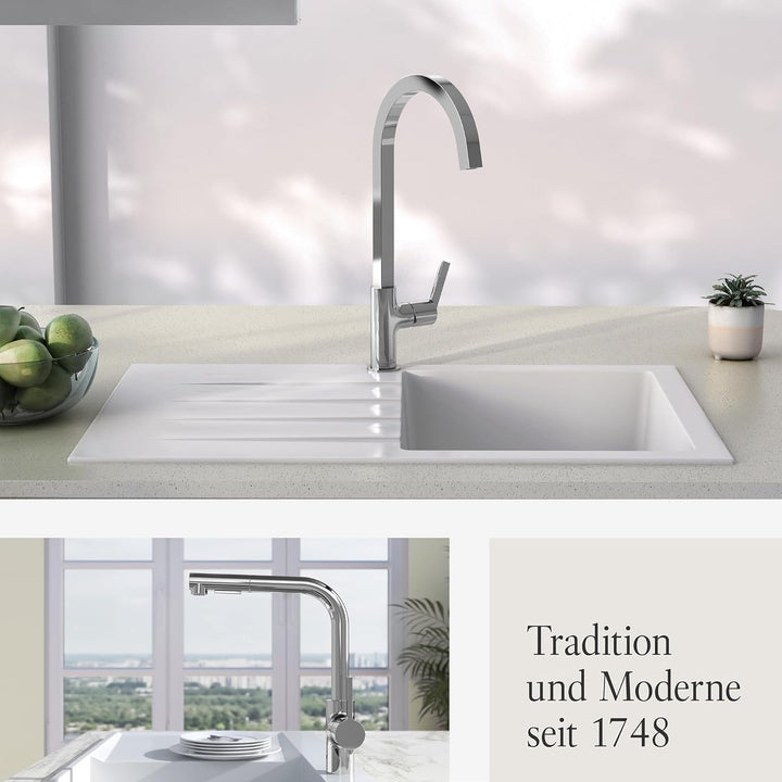 Villeroy & Boch Variaro Küchenarmatur, Niederdruck Armatur Küche, 306 mm Auslaufhöhe, 360° schwenkba