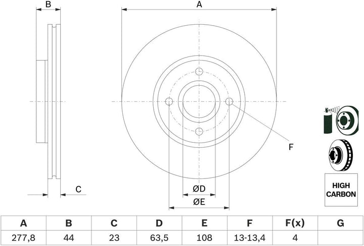 Bosch BD1676 Bremsscheiben - Vorderachse - ECE-R90 Zertifizierung - zwei Bremsscheiben pro Set