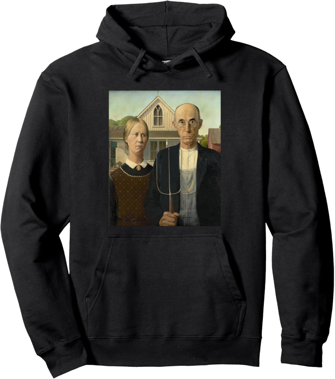 American Gothic by Grant-Wood | Pop Art Pullover Hoodie