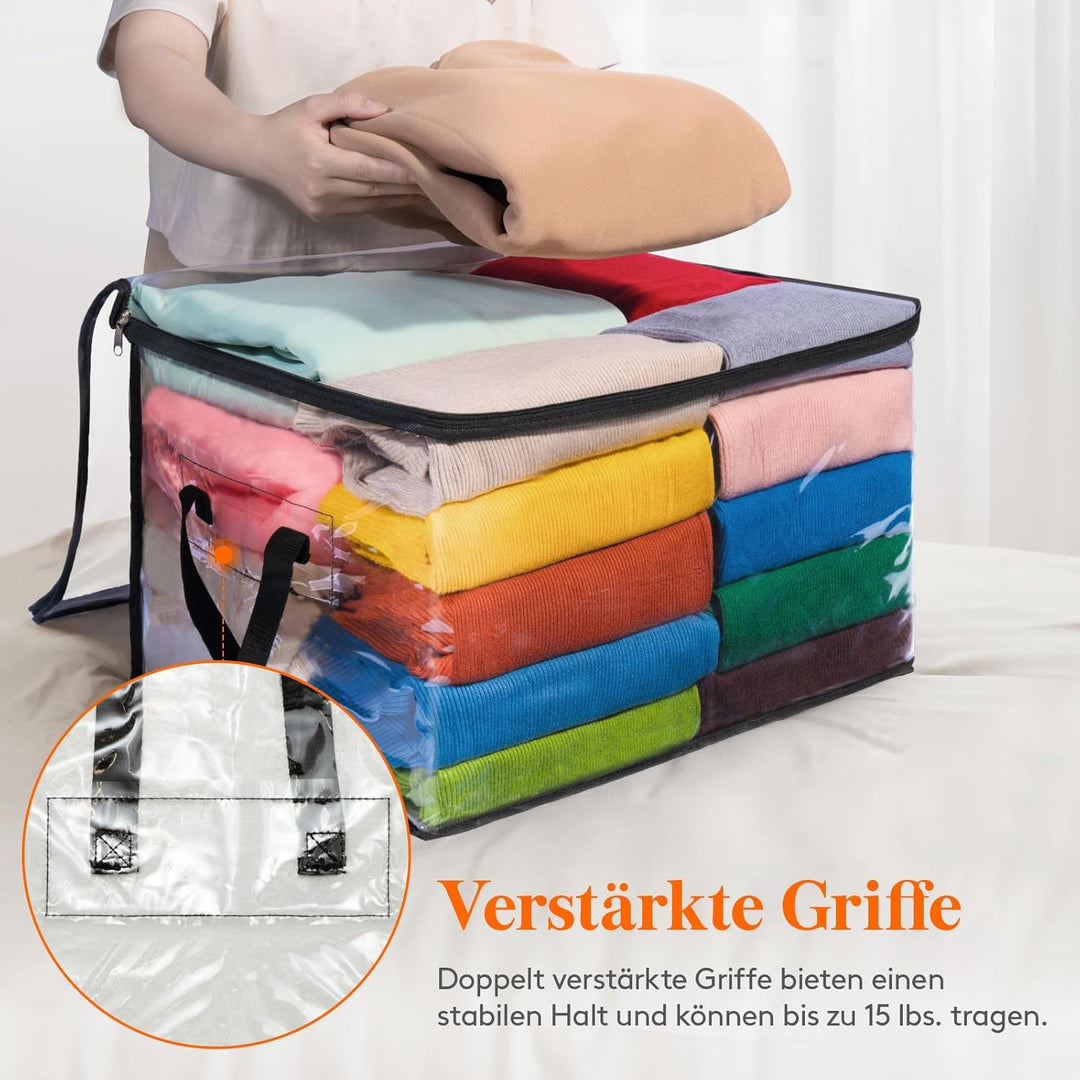Lifewit 6er Pack Transparente Plastik Aufbewahrungstasche, 60L Kleiderschrank Organizer Aufbewahrung