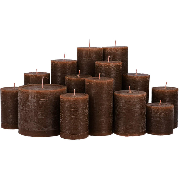Premium Kerzenset 4,5 kg durchgefärbte Stumpenkerzen von Kerzenwelt 1. Wahl ohne Duft (braun), Braun