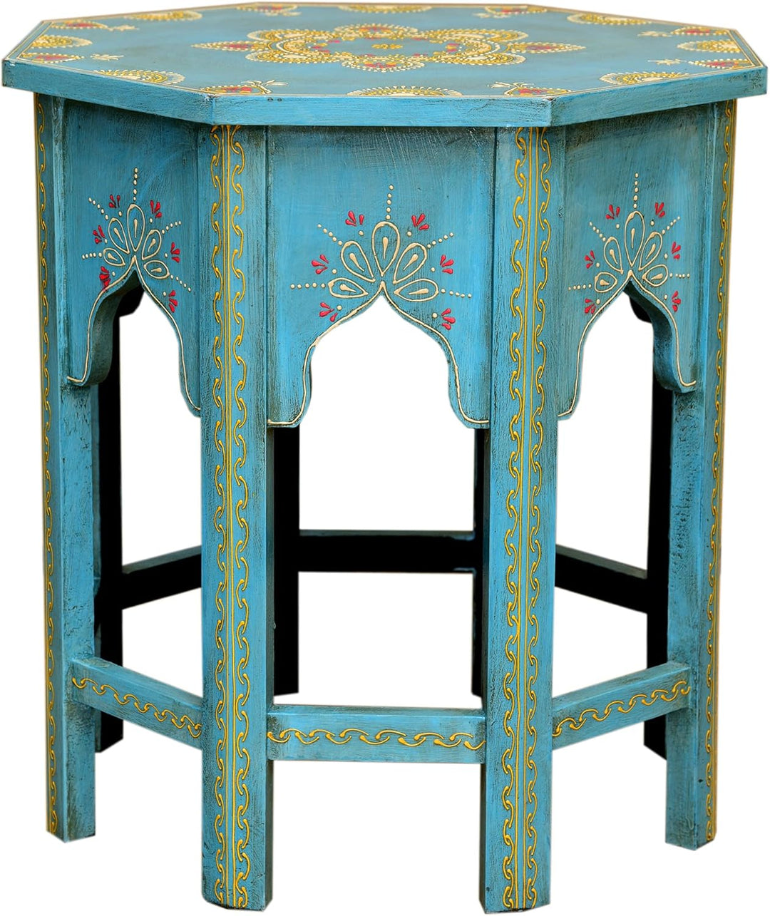 Casa Moro Orientalischer Beistelltisch Saada Blau L Höhe 45 cm x Ø 38 cm aus Holz handbemalt | Kunst