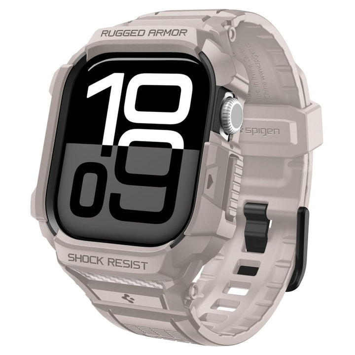 Spigen Rugged Armor Pro 2 Hülle mit Armband Kompatibel mit Apple Watch 11/10 42mm (2025/2024) - Düne
